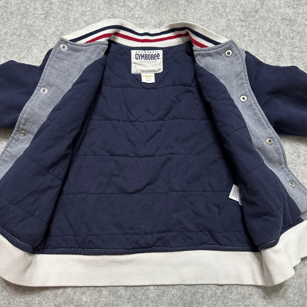 Gymboree Boys Bomber Baseball Varsity Jacket Size S 5-6‎ Preppy Timeless Grey - Picture 3 of 12
